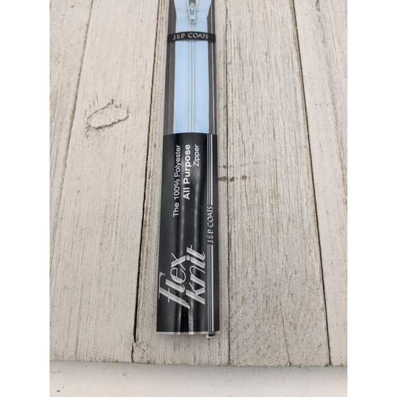 Vintage J&P Coats Flex Knit All Purpose Zipper 18" Ciel Blue 3 - Picture 3 of 4